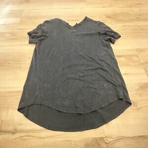 Theyskens’ Theory Women Large T-Shirt 100% Cotton Short Sleeve High Low Hem Gray